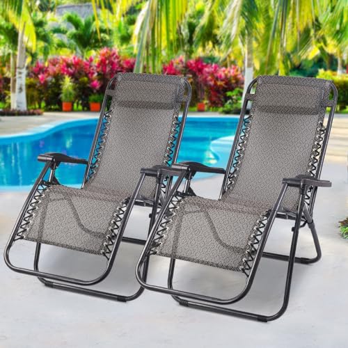 Gardeon Zero Gravity Chair 2PC Reclining Outdoor Sun Lounge Folding Camping