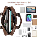 SPAHER Mens Leather Laptop Bag Briefcases for Men 14 Inch Leather Briefcase Business Work Laptop Handbag Shoulder Bag Messenger Bag with Removable Strap