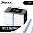 Zeppoli Classic Kitchen Towels 100% Natural Cotton Dish Towels 14 X 25 Inches Flour Sack Towels - Make Great Bar Towels