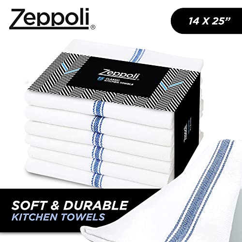 Zeppoli Classic Kitchen Towels 100% Natural Cotton Dish Towels 14 X 25 Inches Flour Sack Towels - Make Great Bar Towels