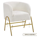 Yaheetech Modern Boucle Armchair, Cozy Accent Chair with Gold Metal Legs, Fuzzy Lounge Chair with Half-Surrounded Seat for Living Room Bedroom Reading Nook, Ivory