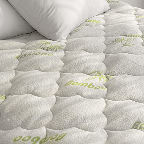 Twin XL Mattress Topper, Quilted Thick Viscose Made from Bamboo Air Mattress Pad Cover, Noiseless Extra Plush Pillow Top Mattress Topper Extra Long Twin Fits 15-23 Inches Deep Mattresses