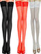 (One Size, Black) - Yummy Bee Black Opaque Stockings Hold Ups Lace Tops Hosiery Sexy Lingerie Fancy Dress Glamour