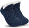 Navy Blue Slipper Socks for Women Men Girls, Fluffy Warm Socks Knitted Thick Fleece Lined Grippers Non Slip Socks Soft Cozy Winter Home House Bed Floor Slipper Socks