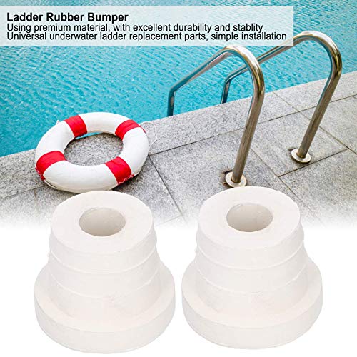 2Pcs Ladder Rubber Stopper Bumper,Replacement Safety Guard Swimming Pool Supplies,for Swimming Pool Ladders (White)