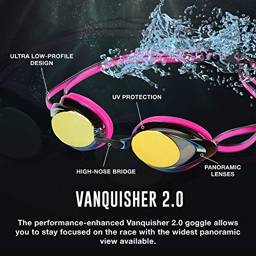 Speedo Women's Swim Goggles Mirrored Vanquisher 2.0, Silver Ice