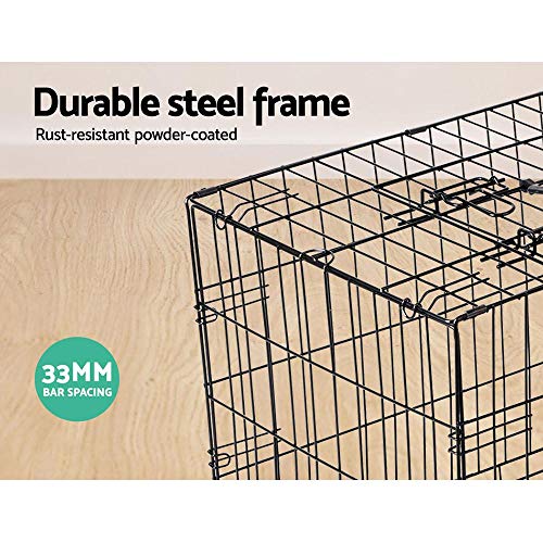 i.Pet Dog Crate Cage 42" Pet Kennel Crates Puppy Cat Fence House Outdoor Indoor Portable Carrier, Metal Wire with Triple Doors Lockable Foldable with Removable Tray and Handle