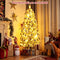 Costway 1.8M/6 ft Pre-lit Snow Flocked Christmas Tree with 9 Lighting Modes and Color Changing LED Lights, Artificial Xmas Hinged Tree with Remote Controller, Xmas Pine Tree Christmas Decoration for Home, Office, Party