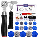 Swpeet 70Pcs Tire Patch Roller Tool Kit, Tire Liner Scraper Compaction Wheel Valve Core Remover Tool with Tire Valve Caps, Tire Repair Patches, Tire Puncture Rubber Patches and Valve Core