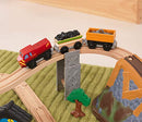 KidKraft Bucket Top Construction Wooden Train Set with Storage Box for Kids, Train Track Set with Wooden Toy Cars with Crane and Accessories Included, Construction Toys, 17805