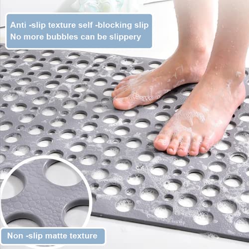 Non Slip Bath Mat Shower Mats Anti Mould for Bathroom and Bathtub 75 x 43 cm Shower Mat with Large Suction Cup Antibacterial Rubber Bathtub Mat with Drain Holes