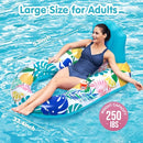 Pool Float with Canopy, Cup Holder - XL Pool Chair Lounge Float with Adjustable Sun Shade Cover, Drink Holder, Ergonomic Headrest,Inflatable Pool Float for Adults (Lemon-Pineapple)