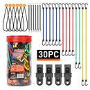 30-Piece Premium Bungee Cords Awning Tarp Clips Ball Elastic Cords Tie Down Set 10'/18'/24'/32'/40'