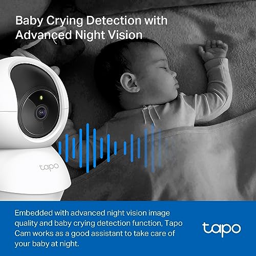 TP-Link Tapo Pan/Tilt Smart Home Security Wi-Fi Camera, Baby Monitor, 2K 3MP, AI Detection & Notification, Night Vision, SD Card Slot, Voice Control, No hub required (Tapo C210)