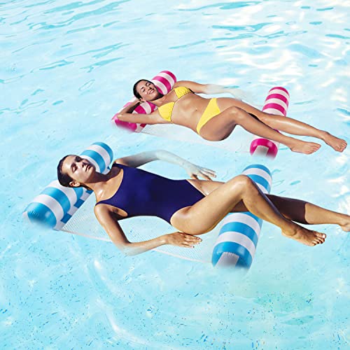 【4 Pack】 Inflatable Pool Blow Up Tanning Pool Premium Swimming Pool Float Hammock, Multi-Purpose Inflatable Hammock (Saddle, Lounge Chair, Hammock, Drifter), Water Hammock Lounge …