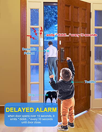 DAYTECH Door Alarm Sensor Volume Adjustable Door Open Sensor Chime 0-120 dB Window Alarm with 4 Modes for Kids Safety Dementia Patients Home Security, 2 Packs