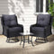 Gardeon 3 Piece Wicker Outdoor Swivel Rocking Chairs, Bistro Set Chair and Table Gliders Rocker Lounge Setting Patio Furniture Garden Backyard, 360 Degree with Soft Thick Cushion Glass Tabletop Black