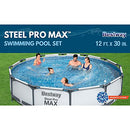 Bestway 56417 Steel Pro Above Ground, 12ft x 30 Inch | Frame Swimming Pool with Filter Pump