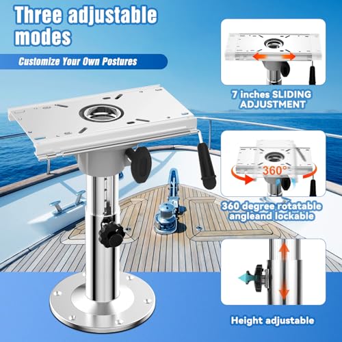 Loodmeo Boat seat base, 13-19in, seat mounting plate can be adjusted front and rear, aluminum alloy material with high durability, Boat Seats Captain Chair Fishing Seats(Base + mounting plate+screws)