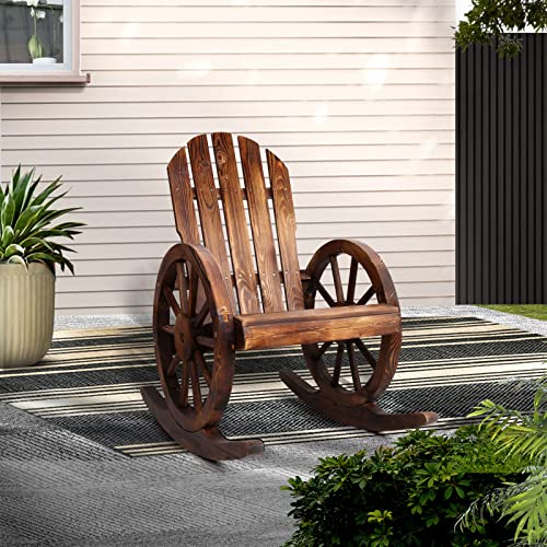 Gardeon Outdoor Rocking Chair Wooden Reclining Recliner, Patio Furniture Lounge Setting Conversation Set Backyard Garden Porch Indoor Pool, Timber Armrest Blackrest All-Weather Brown