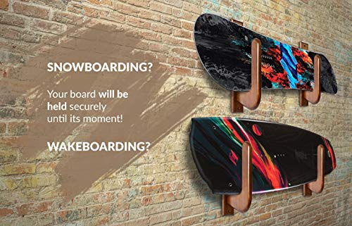 TESLYAR Surfboard Rack Holder Hooks Ash Tree Wood Eco-Friendly Display Natural Finish Snowboard Wakeboard (Big)