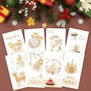 Recycled Christmas Cards with Envelopes (Set of 8), Christmas Folding Cards for Christmas Greetings - White/Gold