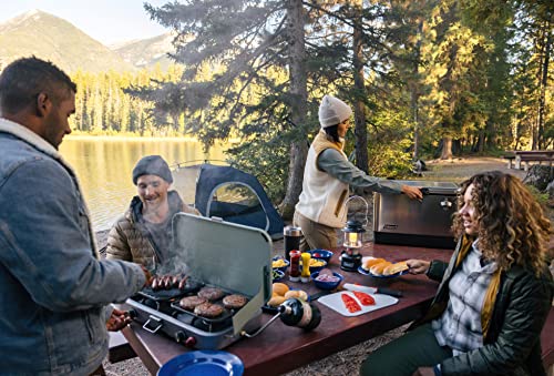 Coleman Cascade™ 3-in-1 2 Burner Gas Cooking Camping Stove, Portable and Durable, 2 Wind Guards, Includes Cat Iron Griddle and Grill