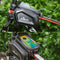 Bike Frame Tube Bag with Touchable Phone Holder - Bicycle Waterproof Two Sides Twins Handlebar Front Bag with Large Capacity Pouch Storage with Cell Phone Mount for Galaxy Phone and iPhone Below 7.2”