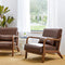 glitzhome 30.75 "H Mid Century Coffee Accent Armchair, Single Reading Armchair PU Leather Lounge Chair with Walnut Ruberwood Frame