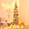 7.5FT Artificial Slim Christmas Tree, Snow Flocked Hinged Pine Xmas Tree, 641 PVC Tips, Sturdy Metal Base, Hinged Construction, Indoor and Outdoor Christmas Decoration, Easy Set Up