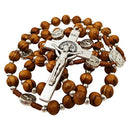 TALISMAN4U Olive Wood Rosary Beads Catholic Necklace St Saint Benedict Medal Crucifix Jerusalem Cross Gift Box, Wood