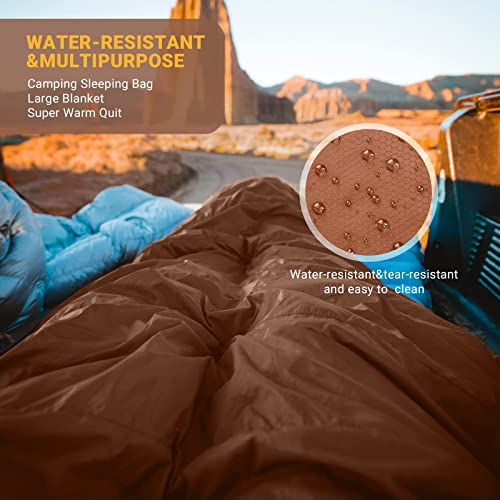 KingCamp Double Sleeping Bag for Adults Cotton Flannel Lightweight Queen Size 2 Person Sleeping Bags with 2 Pillows for Camping Backpacking or Hiking Outdoor XL Sleeping Bag w/Compact Compression Sack