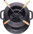 STAUB Fondue Set of 4 Forks, Cast Iron, 16 cm, 1.1 L, Suitable for Cheese, Chocolate and Meat Fondue, Black