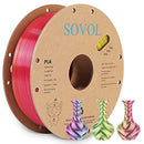 Sovol Silk PLA Filament 1.75mm, Tri Color Rose Blue Yellow Co-Extrusion Material Dimensional Accuracy +/-0.03mm, 1kg/2.2lbs