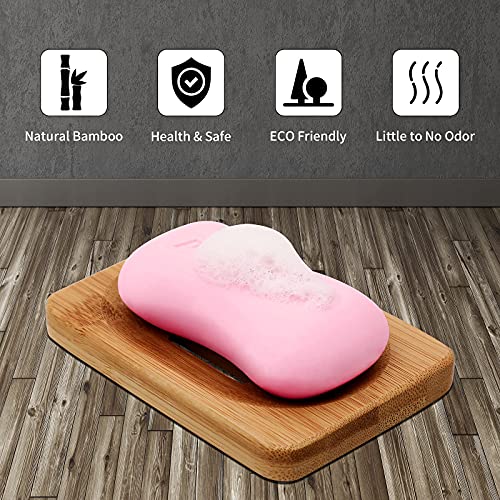 YOKONICO Wooden Bamboo Soap Dish Storage Holder Handmade Soap Holder for Bathroom Shower, Soap Dish, Sponges, Scrubber, Soap Home Kitchen Accessories