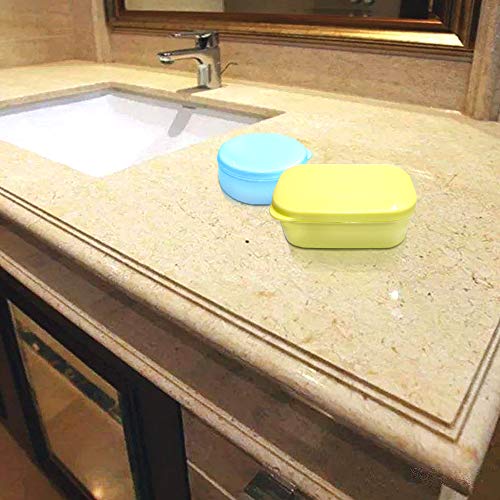 4 Pcs Waterproof Soap Case Holder Soap Dishes, FineGood Self Draining Soap Saver Portable Soap Box Tray for Bathroom - Yellow, White, Blue, Green