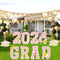 24 Inch High GRAD Yard Signs Graduation Decoration, 2024 Graduation Lawn Sign, Waterproof Congrats Grad Sign with Stakes for Graduation Party Outdoor Garden Decorations Supplies (Pink Gold)