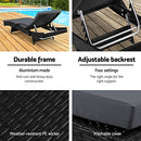 Gardeon Set 2 Sun Lounge Camping Chair Wicker Lounger Rattan Day Bed, Chaise Beach Chairs Outdoor Furniture Garden Patio Setting Pool Backyard, Cushion Armrest Adjustable Backrest Black