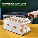 Rolling Egg Holder for Refrigerator, 2-Layer 24 Count Automatically Rolling Egg Dispenser, Roll Down Egg Storage Container with Lid, Space Saving Egg Organizer Tray for Fridge Storage Kitchen