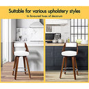 ALFORDSON Bar Stools 2X Swivel Kitchen Stool 65cm Seat Height Wooden Counter Stool with Footrest and Adjustable Leg Levelers Leather Leather Dining Chairs for Home Bar Dining Room (Eden White)