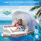 Costway Canopy Island Inflatable Pool Float Lounge, Swimming Raft Lounge w/High Backrest Armrest Adults & Kids, Inflatable Pool Floating Lounge Chair w/ 2 Cup Holders Retractable Canopy Beach Seaside