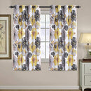 Smarcute Blackout Curtains for Living Room Printed Floral Blackout Curtain Draperies Home Decoration Eyelet Light Blocking Winow Draperies, Yellow & Grey - Sold 1 Pair, Each Piece W132cm x D160cm