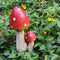 Mushroom Decor Fairy-Garden Outdoor Decor - Mushroom Fairy Garden Accessories Outdoor Spring Patio Garden Decoration 4 PCS Mushroom Garden Statues with Stakes (Red2+Orange2)