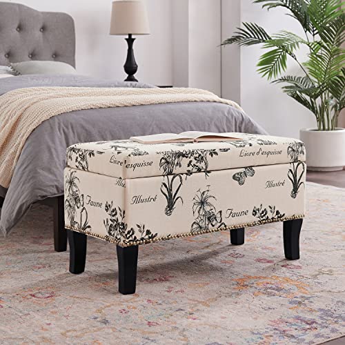 Linon Stephanie Ottoman, Botanical Linen