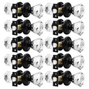 Orger 10 Pack Crystal Privacy Door Knobs, Clear Glass Knob with Faceted Diamond Shape, Black Door Lock for Bed/Bath Interior Door, Keyless Door Handles with Zinc Alloy Rosette