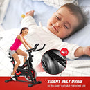 GENKI Spin Bike Exercise Bike Home Gym Fitness Indoor Cycling Workout w/LCD,Front Wheels,Max User Weight 150kg,Black