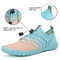 WateLves Water Shoes Mens Womens Beach Swim Shoes Quick-Dry Aqua Socks Pool Shoes for Surf Yoga Water Aerobics, G/Pink/Blue, 8.5 Women/7 Men