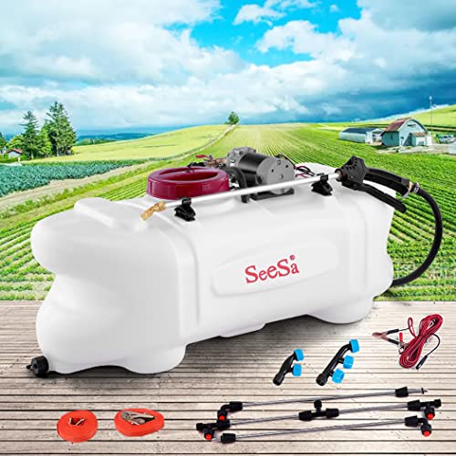 SeeSa 100L ATV Spot Sprayer 1.5M Boom 12V Pump Tank Weed Sprayer 108Psi Self-Priming Pump 5M Hose with Adjustable Strap Farm Chemical Sprayer for Plants, Cleaning, Lawn & Garden