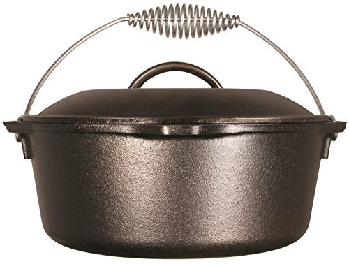 Lodge L8DO3 Cast Iron Dutch Oven, Pre-Seasoned, 5-Quart, Black
