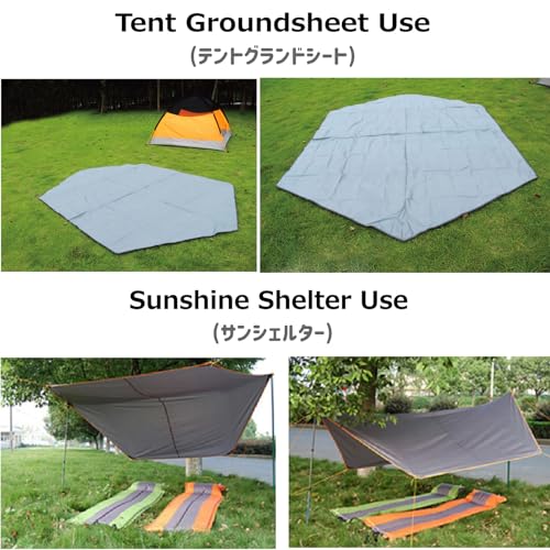 Azarxis Waterproof Tent Tarp, Hexagonal Hammock Rain Fly Picnic Mat, Camping Footprint Shelter Canopy Ground Cloth Sunshade Mat for Picnic, Hiking, Beach and Survival Gear, mens, Gray - XL - Only Tarp, X-Large